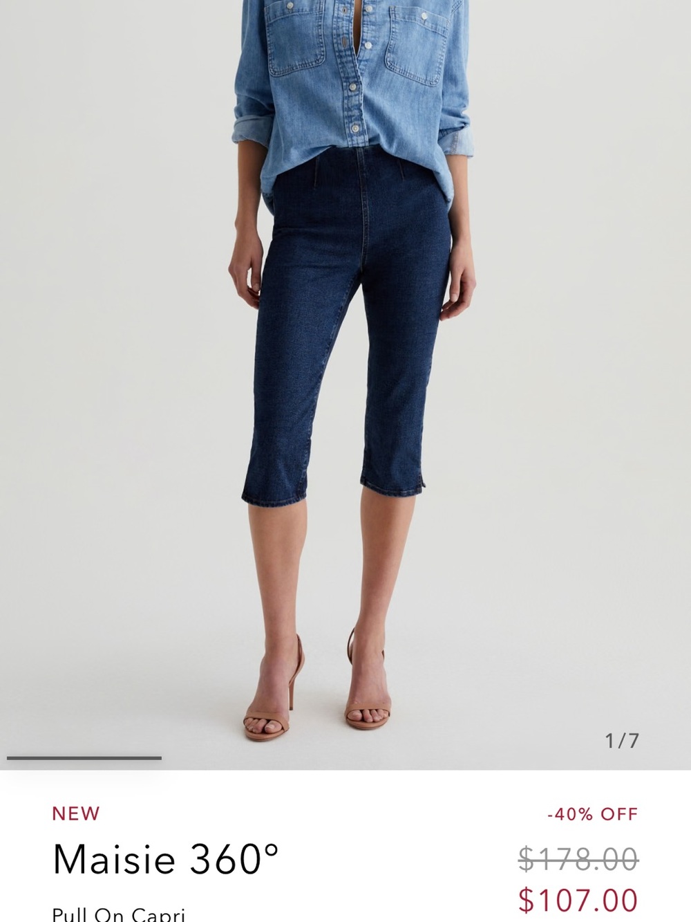 Pull-On Capri Jeans in Dark Indigo. Massie